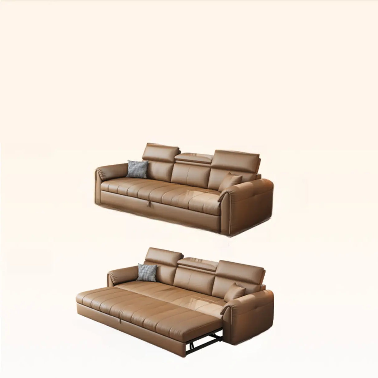 Water Resistant L-Shaped Leather Brown Large Storage Sofa Image - 5