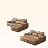 Water Resistant L-Shaped Leather Brown Large Storage Sofa Image - 7
