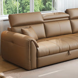 Water Resistant L-Shaped Leather Brown Large Storage Sofa Image - 9