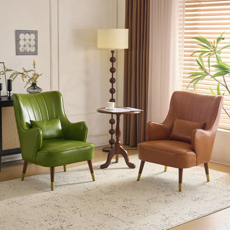 Water Resistant Oiled Leather Tight Back Wingback Chair Image - 1