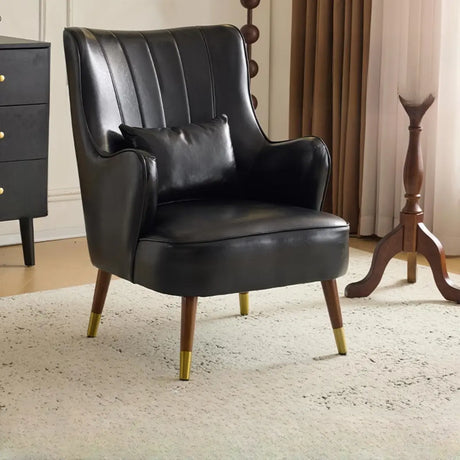 Water Resistant Oiled Leather Tight Back Wingback Chair Image - 2