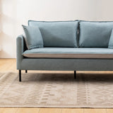 Water Resistant Tech Cloth Square Arm Black Leg Sofa Image - 14