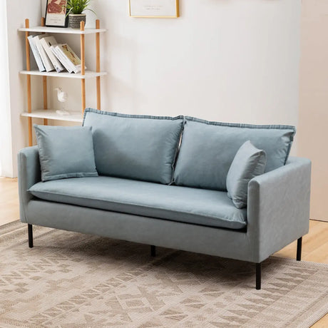 Water Resistant Tech Cloth Square Arm Black Leg Sofa Image - 2