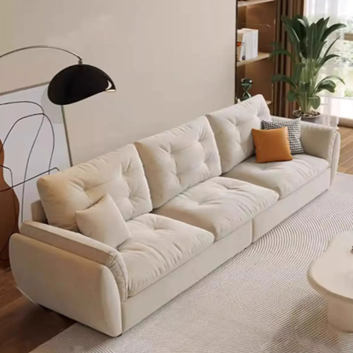 Water Resistant Tech Cloth Tufted Back Flared Arm Sofa Image - 8