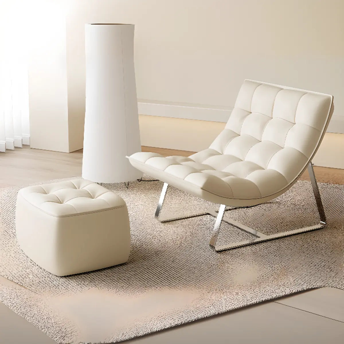 Water Resistant Tufted Back Accent Chair with Ottoman Image - 13