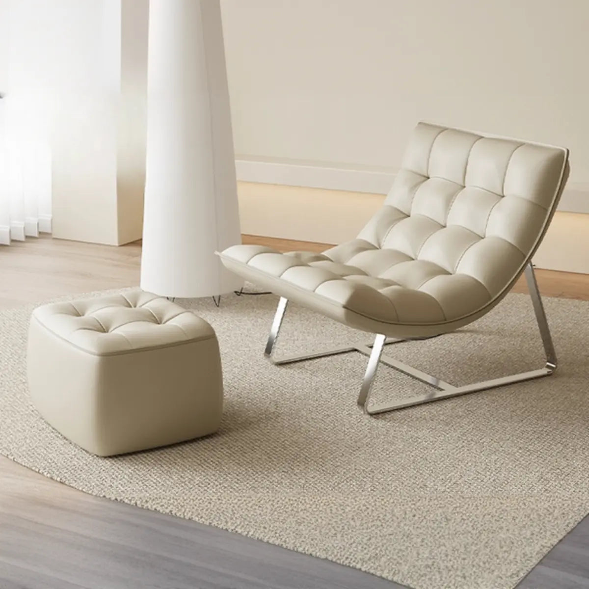 Water Resistant Tufted Back Accent Chair with Ottoman Image - 15