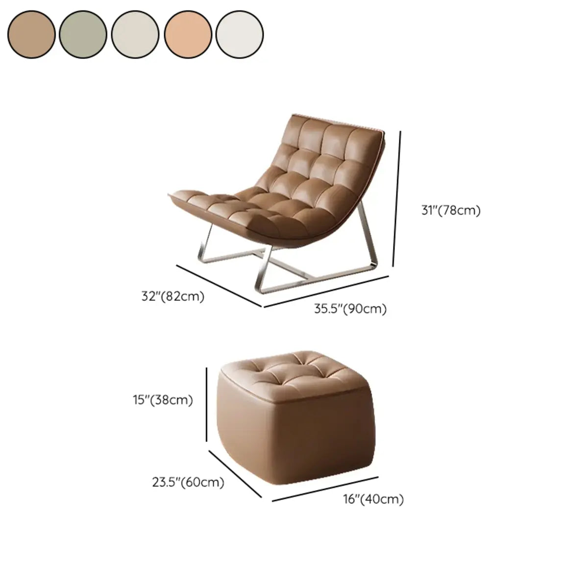 Water Resistant Tufted Back Accent Chair with Ottoman Image - 18