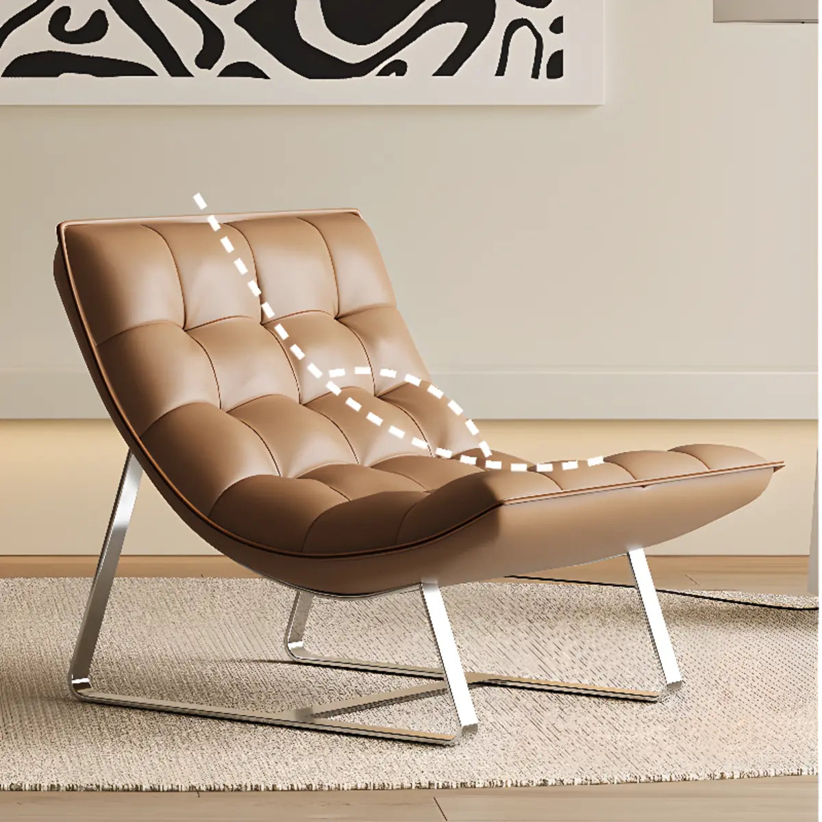Water Resistant Tufted Back Accent Chair with Ottoman Image - 4