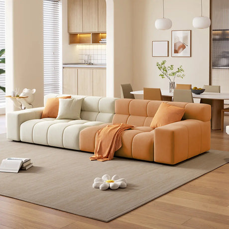 Water Resistant Velvet Square Arm Biscuit Back Sofa Image - 2