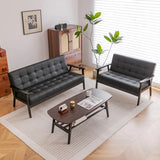 Water Stain Resistant Leather Sloped Arms Loveseat Image - 1