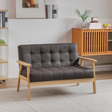 Water Stain Resistant Leather Sloped Arms Loveseat Image - 15