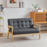 Water Stain Resistant Leather Sloped Arms Loveseat Image - 20
