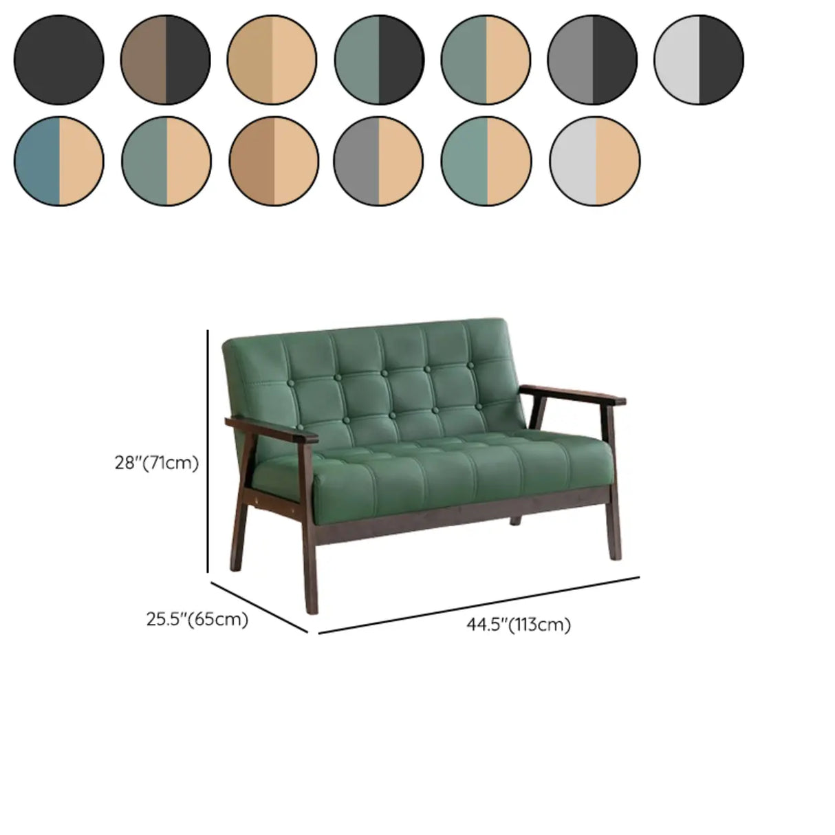 Water Stain Resistant Leather Sloped Arms Loveseat 