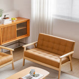 Water Stain Resistant Leather Sloped Arms Loveseat Image - 3