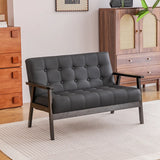 Water Stain Resistant Leather Sloped Arms Loveseat Image - 9