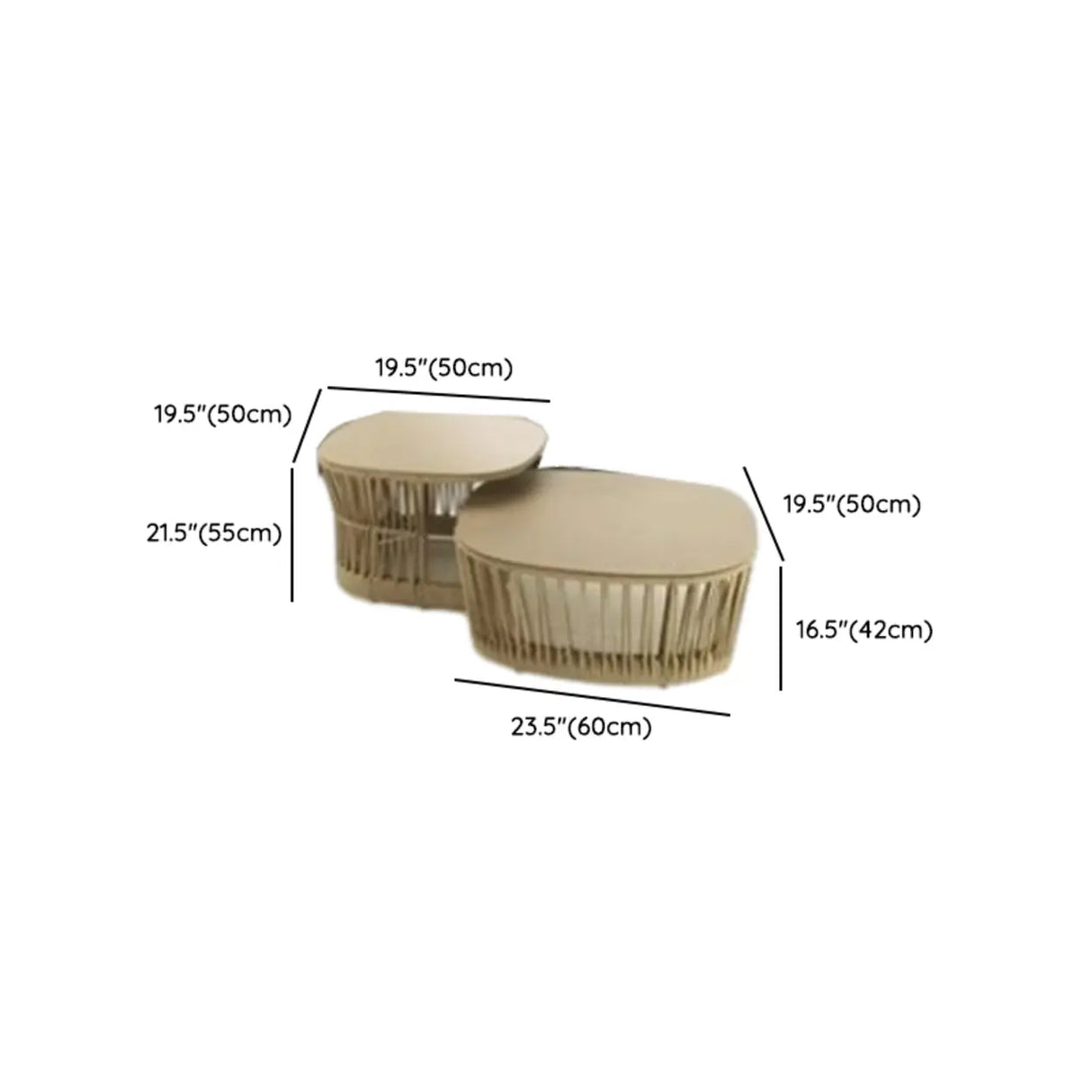 Waterproof Beige Outdoor Patio Rope Sofa Set with Cushions Image - 13
