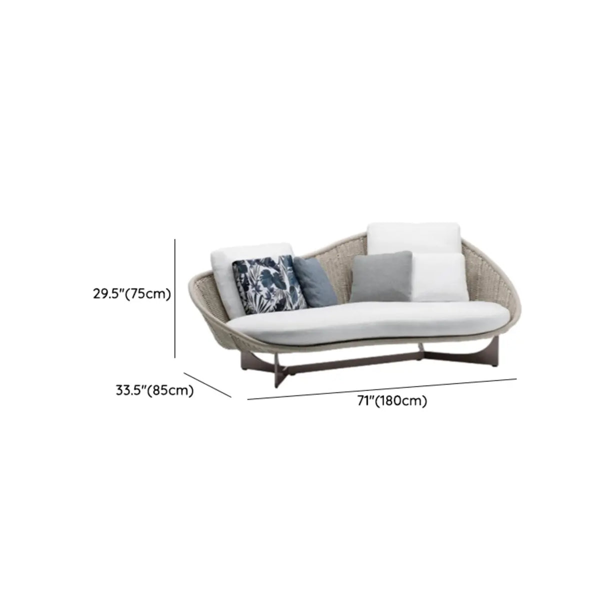 Waterproof Curved Wicker Beige Cushions Patio Sofa Set Image - 12