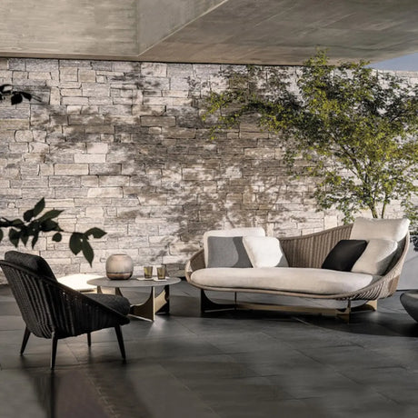 Waterproof Curved Wicker Beige Cushions Patio Sofa Set Image - 1