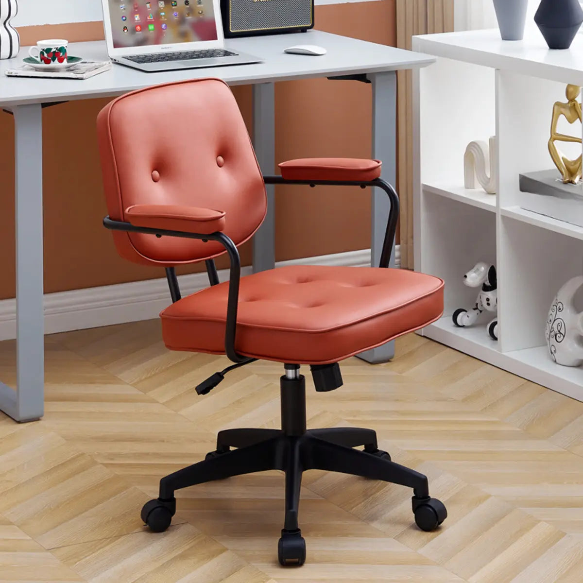 Waterproof Executive Mauve Faux Leather Office Chair Image - 15
