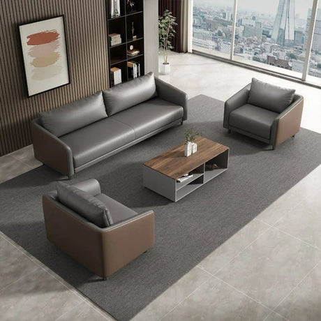 Waterproof Faux Leather Upholstered Back Reception Sofa Image - 1