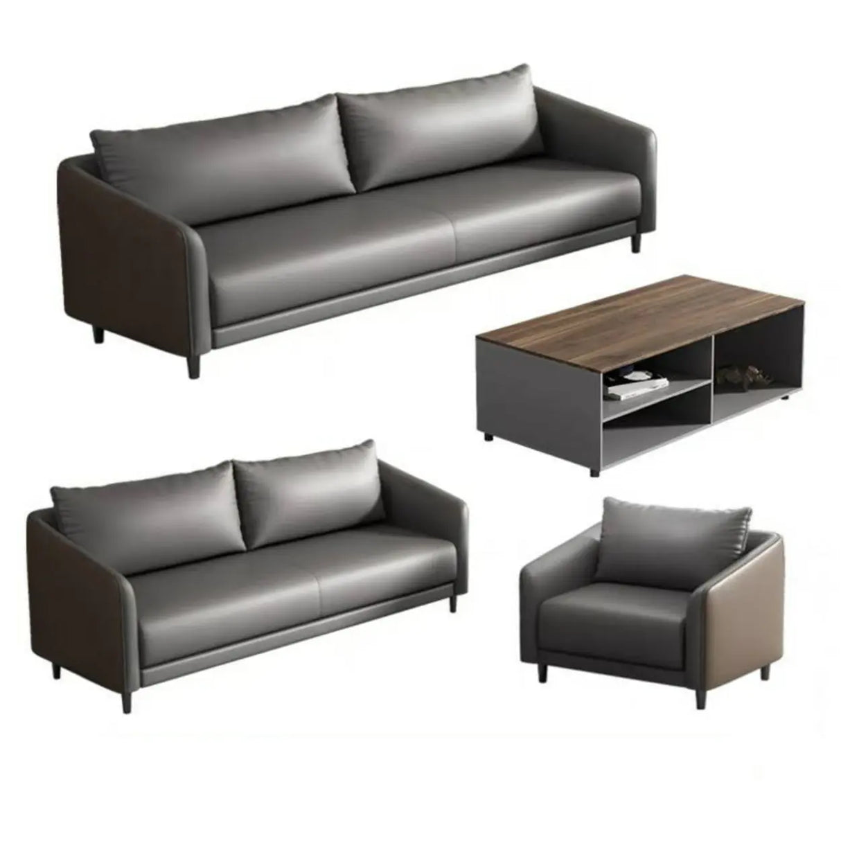 Waterproof Faux Leather Upholstered Back Reception Sofa Image - 10