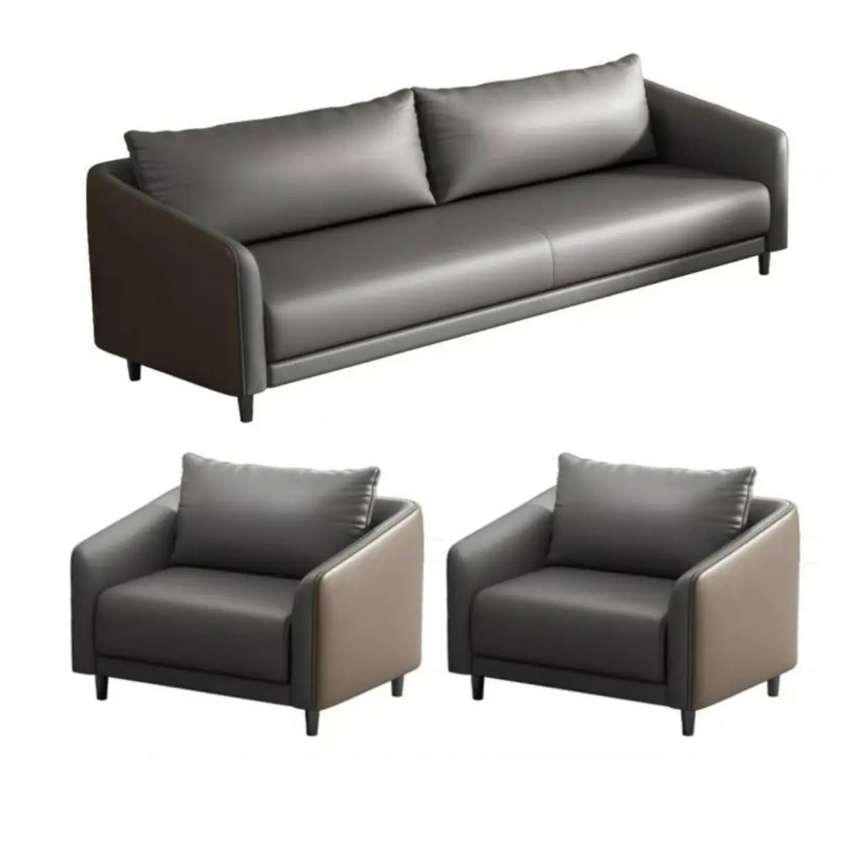 Waterproof Faux Leather Upholstered Back Reception Sofa Image - 13