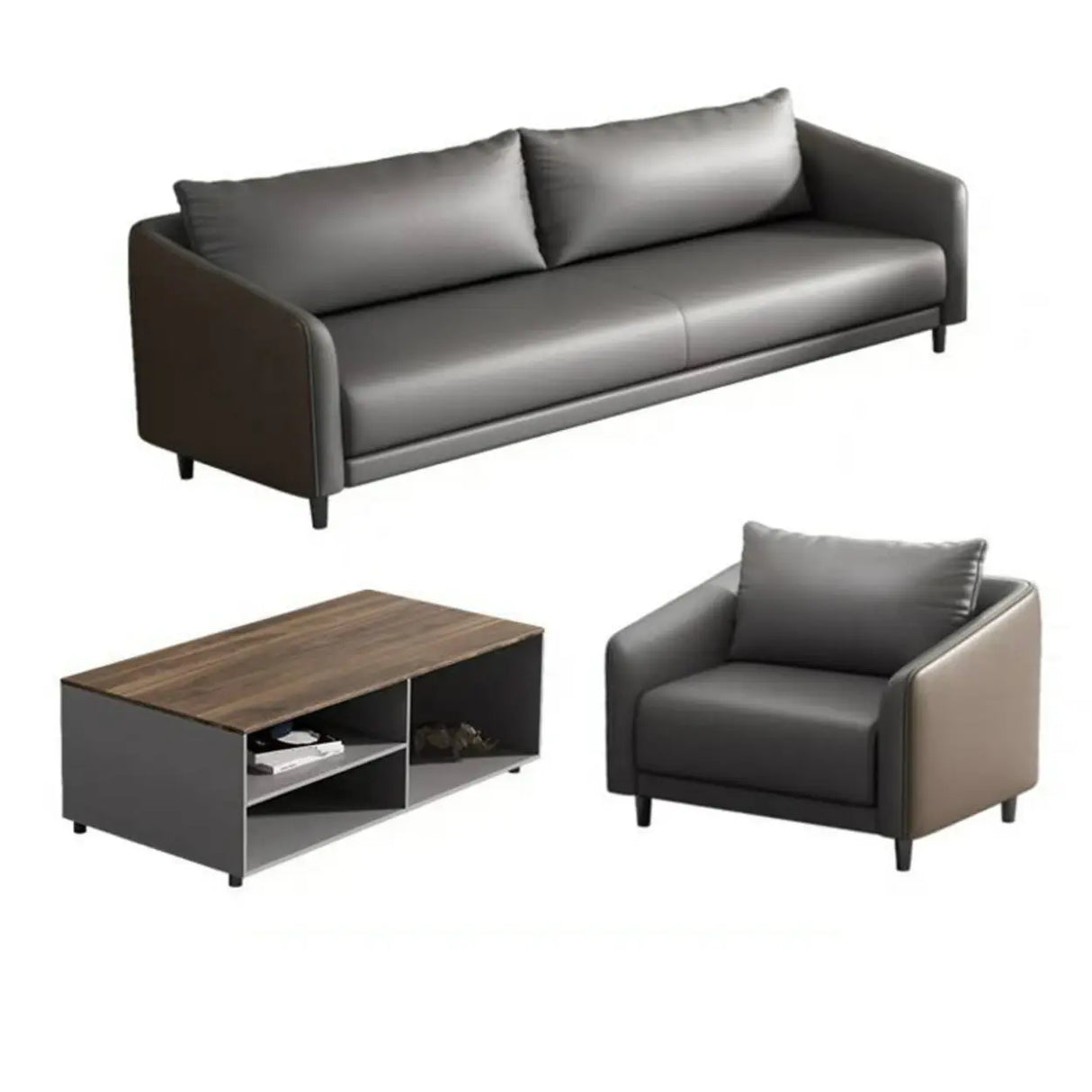 Waterproof Faux Leather Upholstered Back Reception Sofa Image - 17