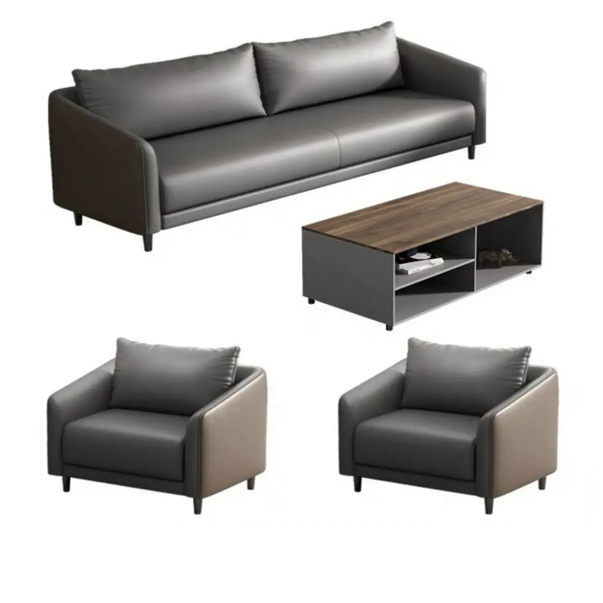 Waterproof Faux Leather Upholstered Back Reception Sofa Image - 19