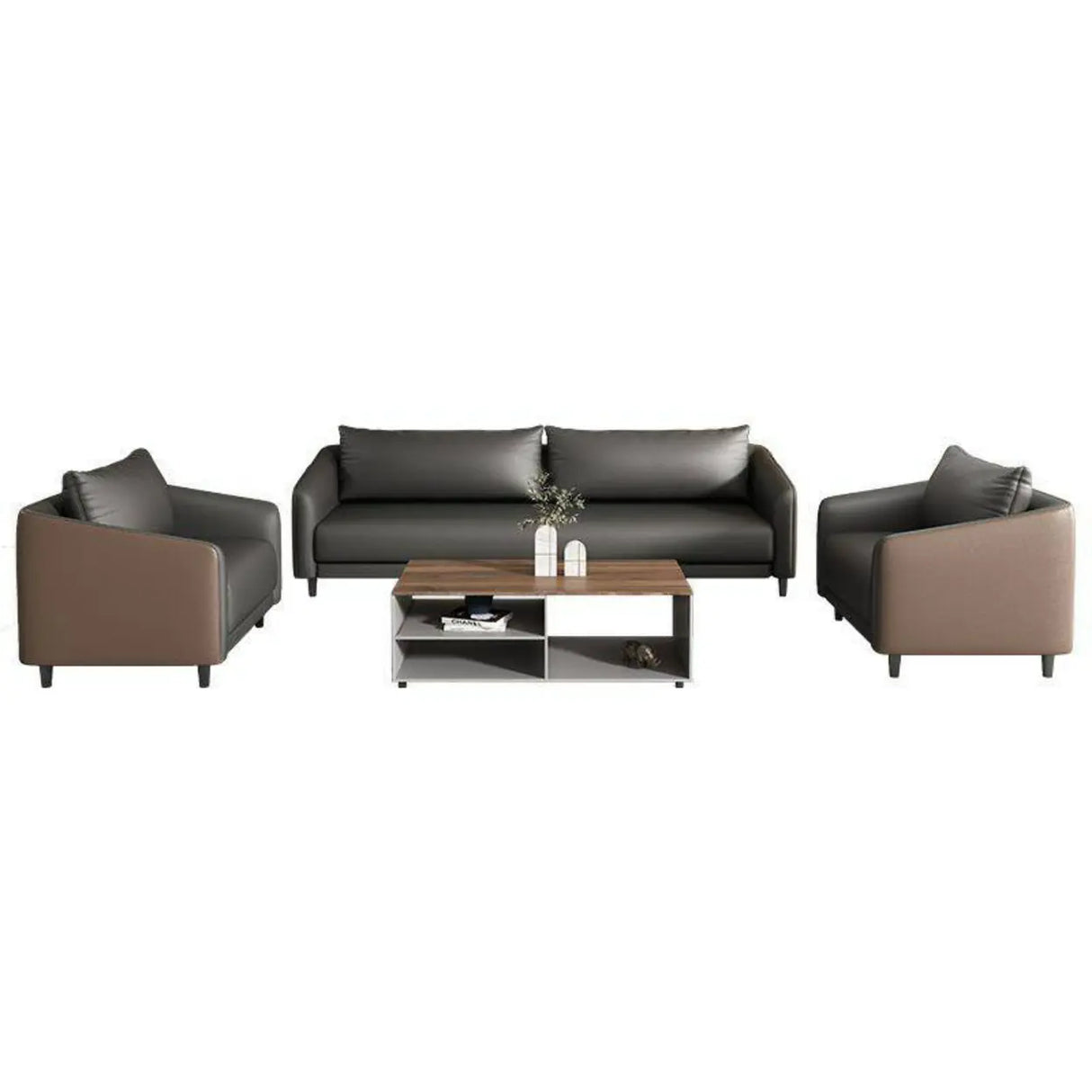 Waterproof Faux Leather Upholstered Back Reception Sofa Image - 9