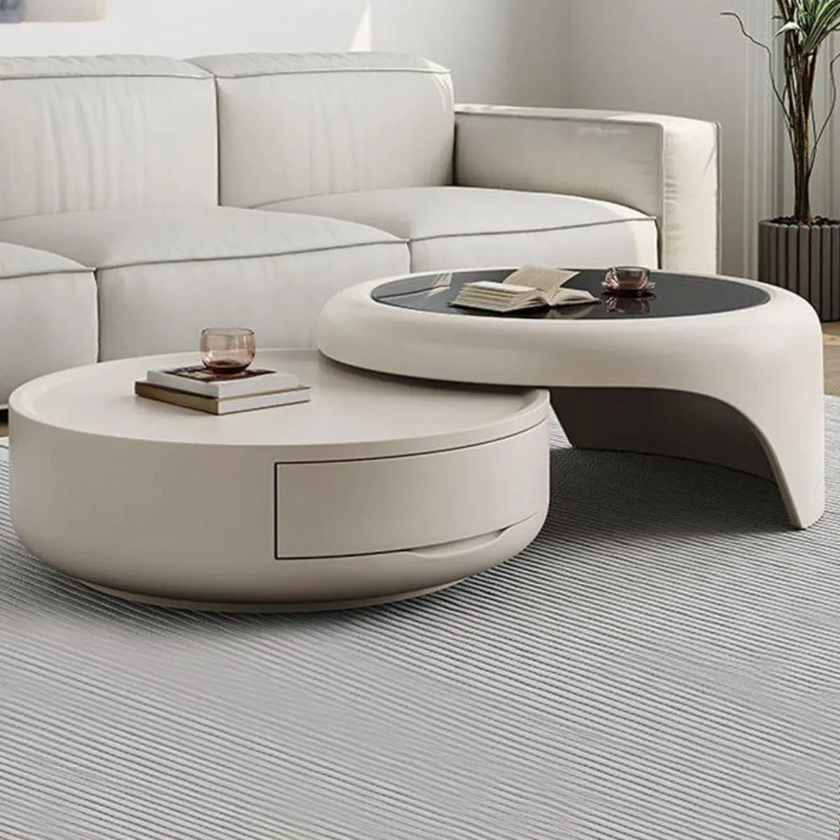 Waterproof Glass Round Storage Nesting Coffee Table – Homebaa