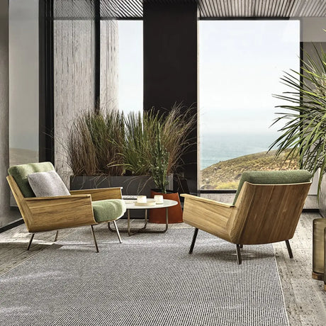 Waterproof Green Teak Lounge Sofa Set with Cushions Image - 1