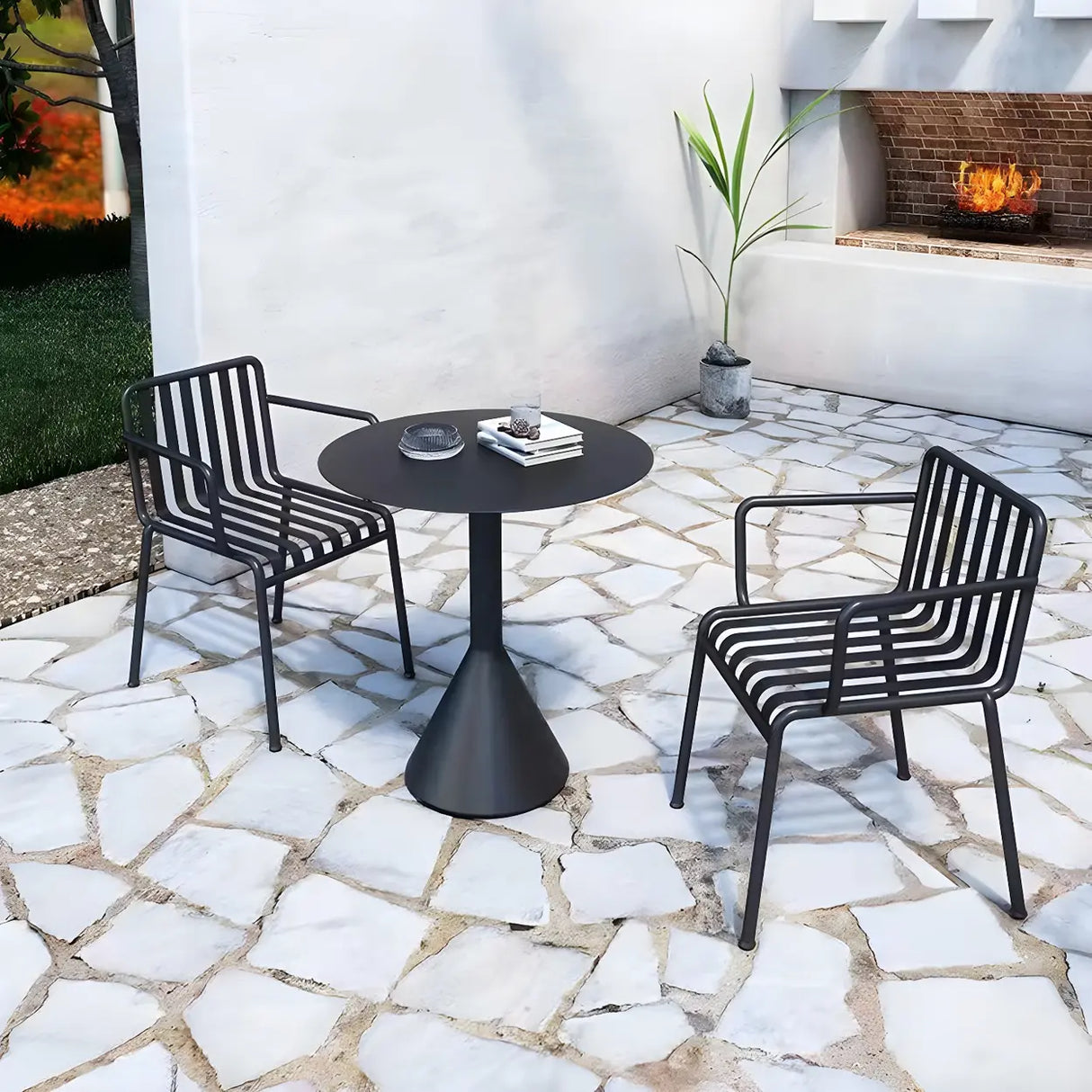 Waterproof Iron Frame Outdoor Round Coffee Table Image - 2