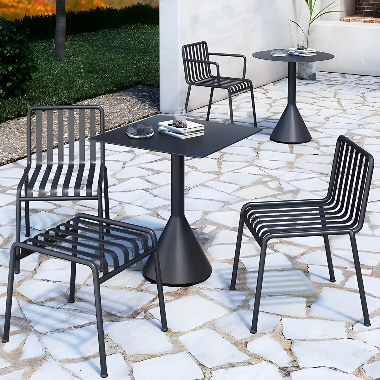 Waterproof Iron Frame Outdoor Round Coffee Table Image - 6