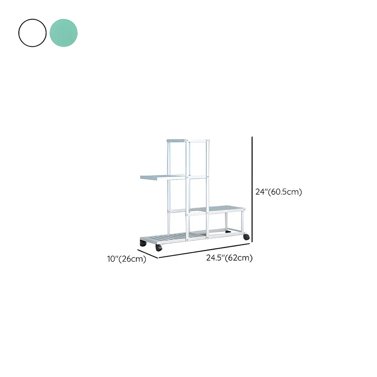 Waterproof Metal Rolling White Plant Stand with Wheels 