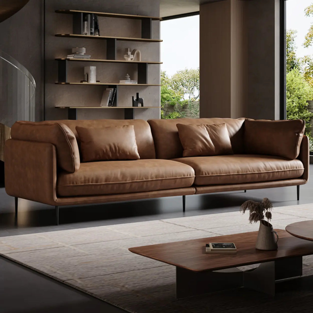 Waterproof Modern Modular Brown Leather Reception Sofa Image - 6