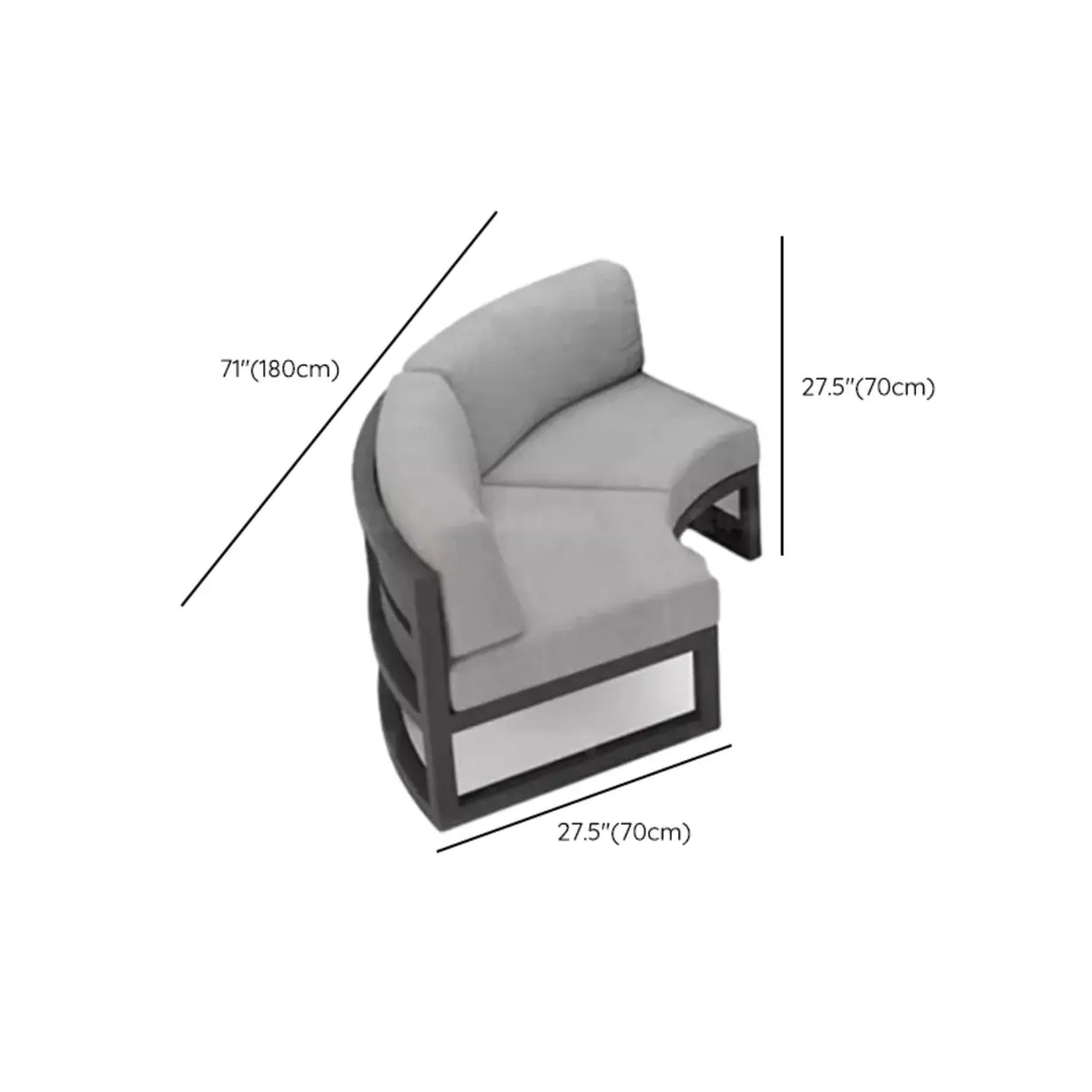 Waterproof Round Upholstered Black Patio Conversation Sofa Image - 16