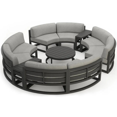 Waterproof Round Upholstered Black Patio Conversation Sofa Image - 2
