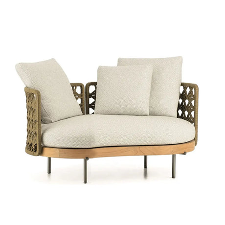 Waterproof U-Shape Upholstered Wicker Beige Patio Sofa Set Image - 2