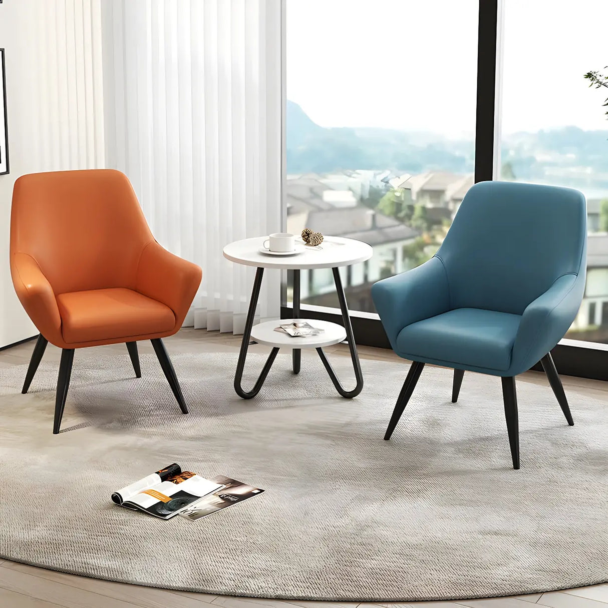 Waterproof Upholstered Back Chair and Coffee Table Image - 3