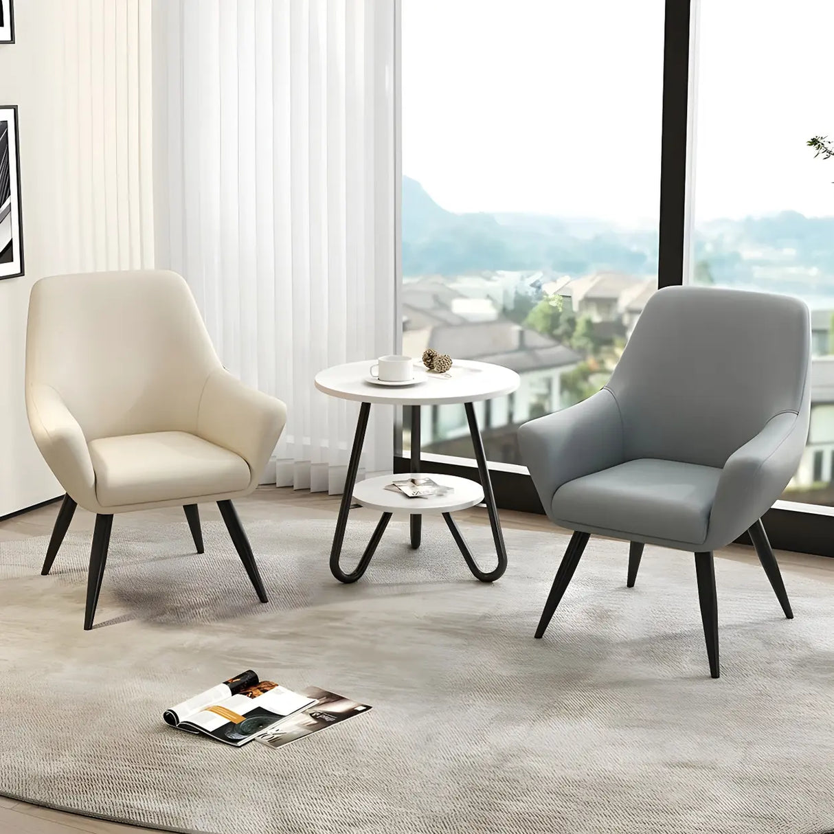 Waterproof Upholstered Back Chair and Coffee Table Image - 4