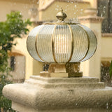 Waterproof Vintage Brass Solar LED Outdoor Pillar Light Image - 5