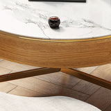 Waterproof White Stone Round Lift Top Coffee Table Image - 8