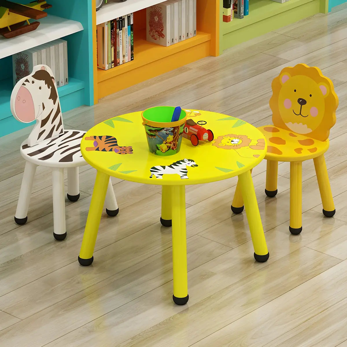 Waterproof Yellow Wood Square Toddler Table Chair Set Image - 18