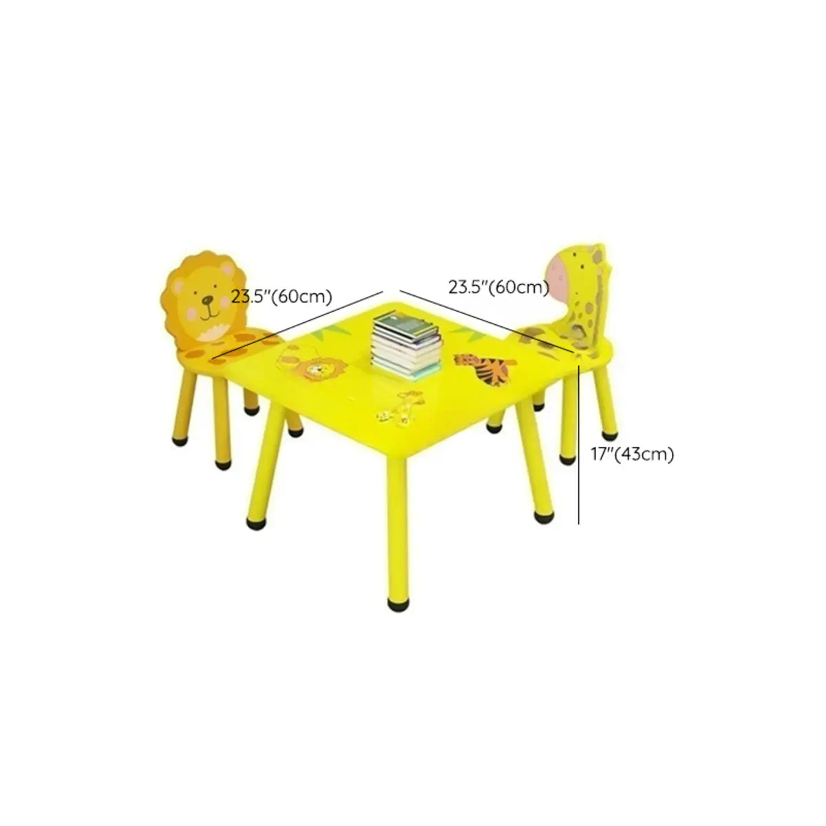 Waterproof Yellow Wood Square Toddler Table Chair Set 
