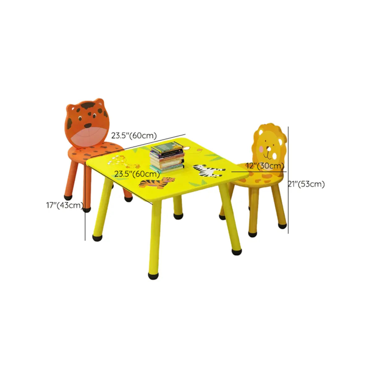Waterproof Yellow Wood Square Toddler Table Chair Set Image - 25