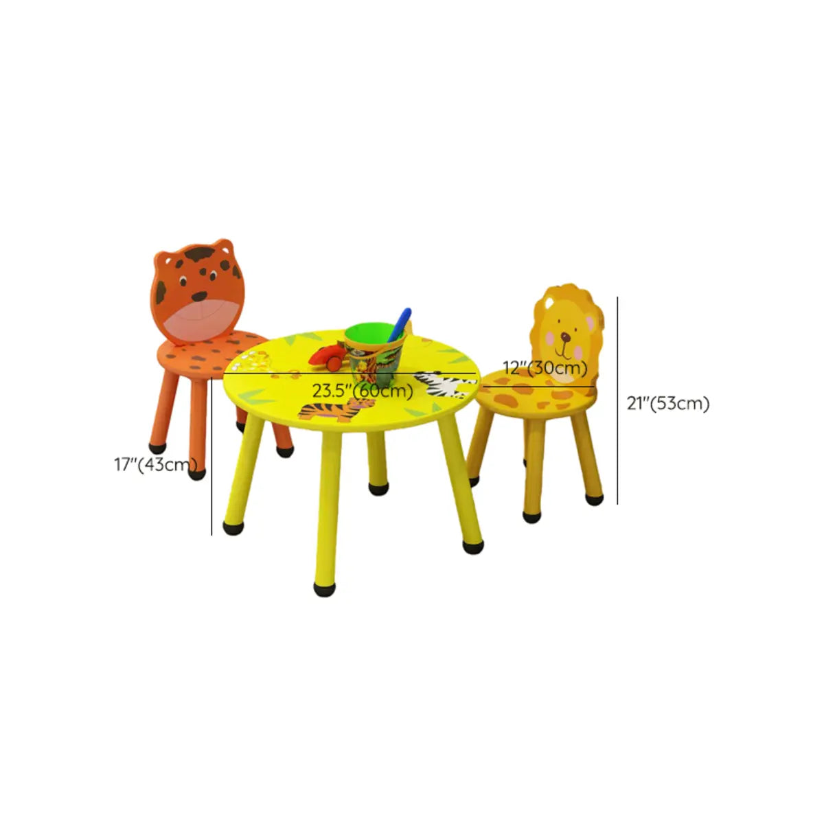 Waterproof Yellow Wood Square Toddler Table Chair Set Image - 29