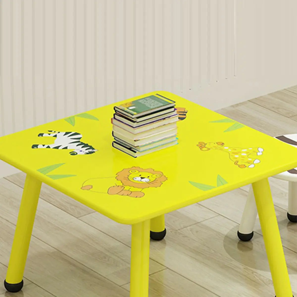 Waterproof Yellow Wood Square Toddler Table Chair Set Image - 7