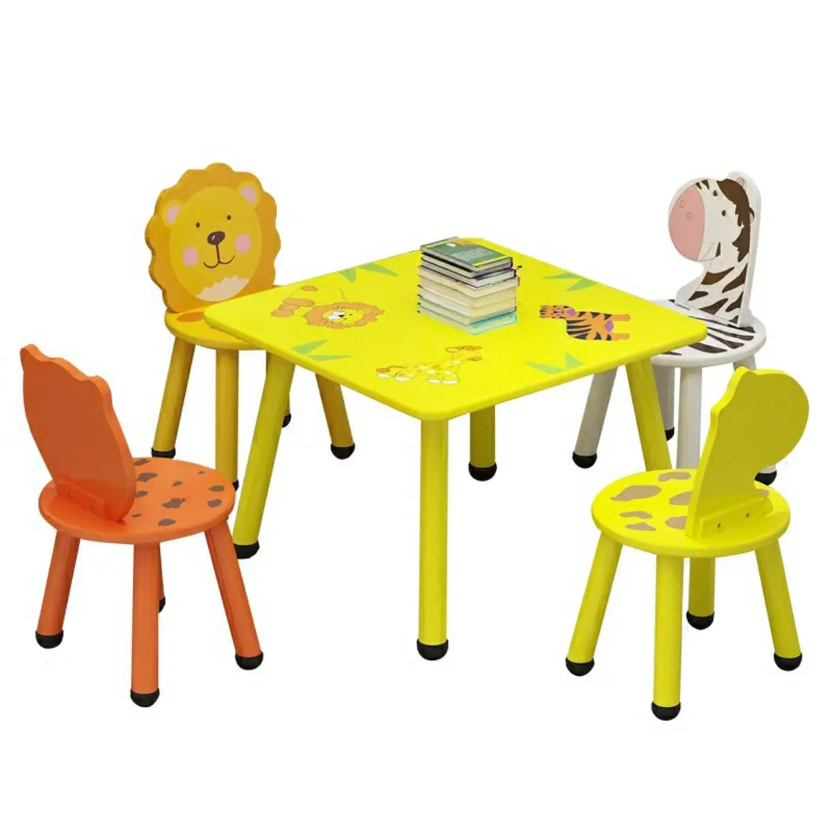 Waterproof Yellow Wood Square Toddler Table Chair Set Image - 9