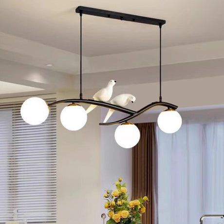 Whimsical Bird and Globe Branches Island Pendant Light Image - 1