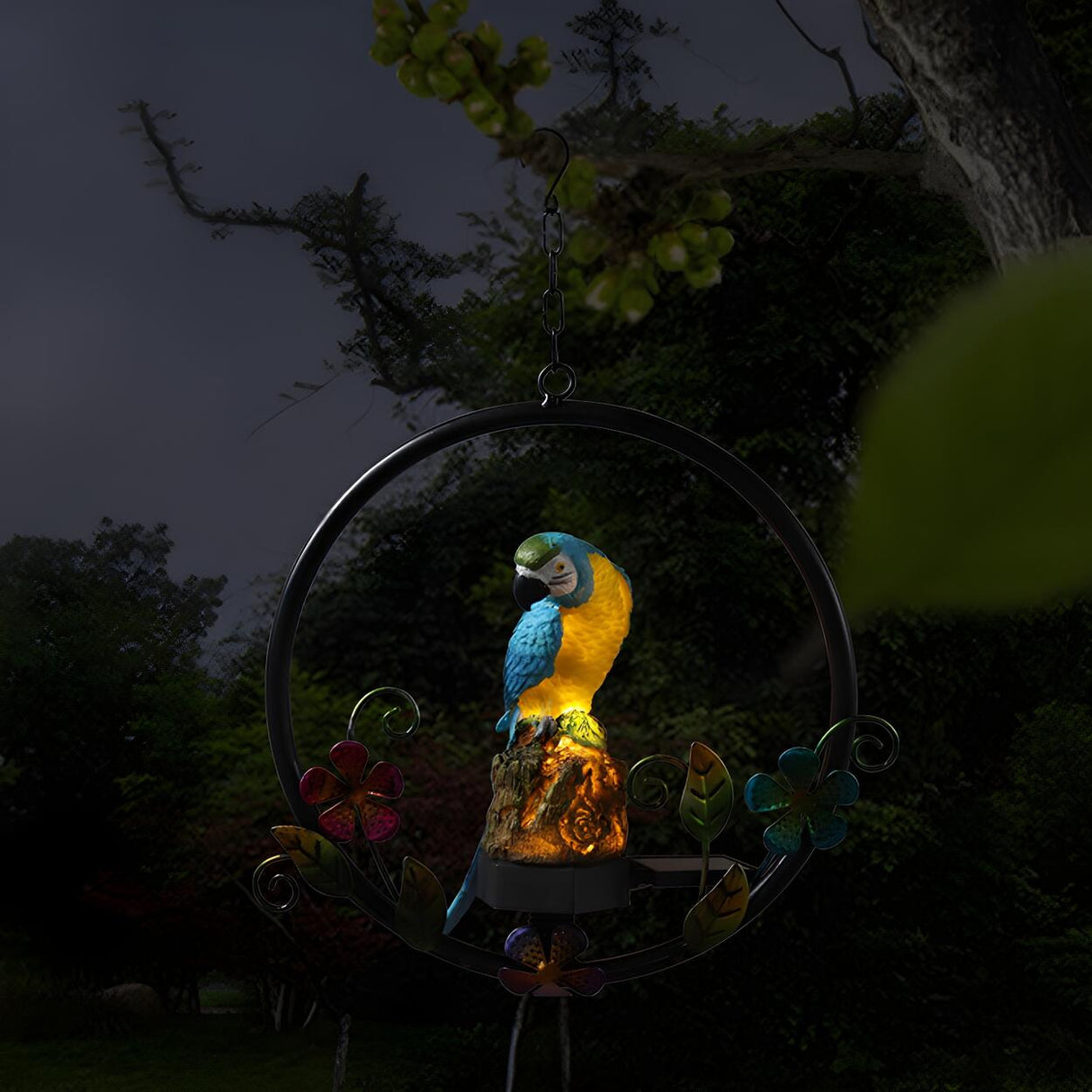 Whimsical Bird Solar Outdoor Hanging Pendant Light Image - 8